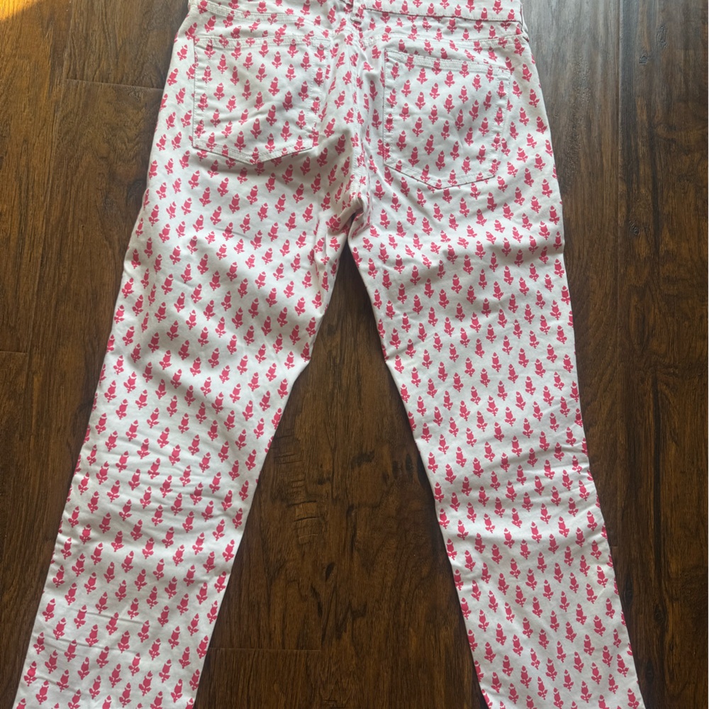 J. Crew White and Pink Patterned Women Jeans